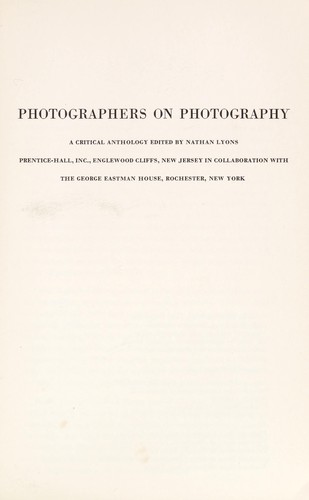 Cover of Photographers on Photography: A Critical Anthology
